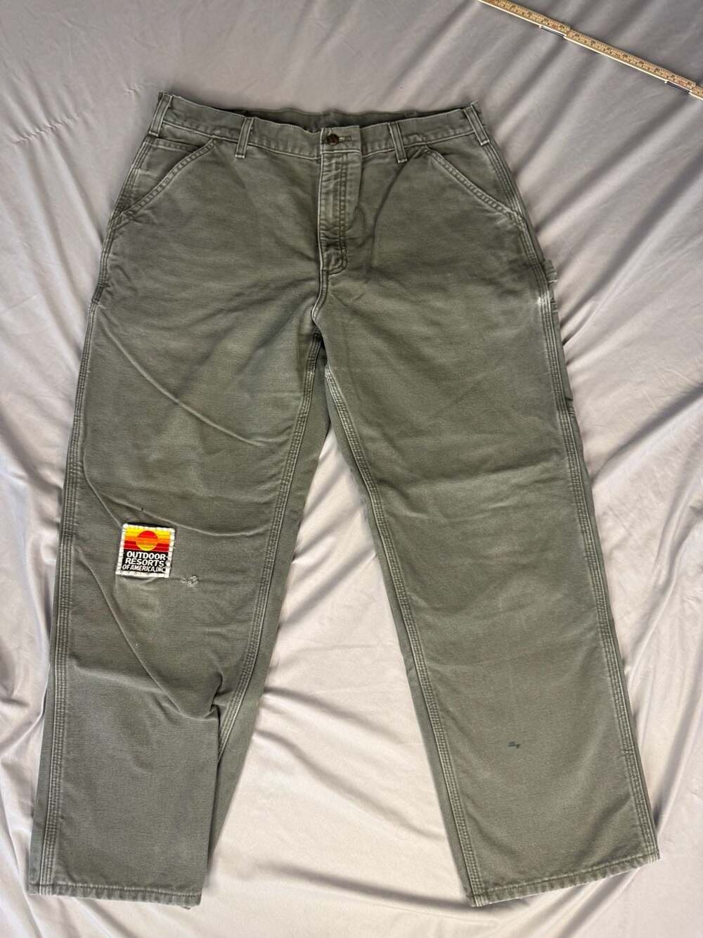 Carhartt Flannel Lined Carpenter Pants Green